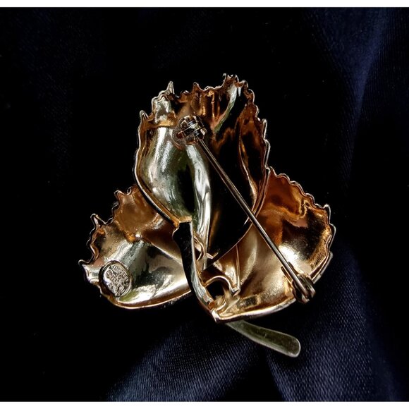 Rare Find GROSSE 1960s Signed Germany Gold Flower Floral Brooch Pin - Picture 4 of 6